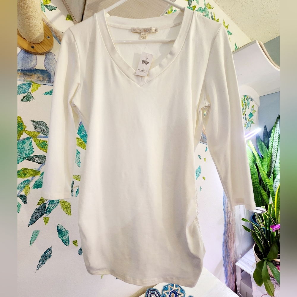 NWT Boston Proper V-Neck White Top M